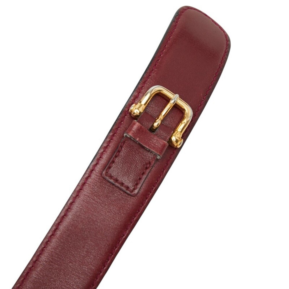 Celine Vintage Carriage Buckle Belt, Wine Red/Bordeaux Leather, Women's CELINE - Picture 4 of 7